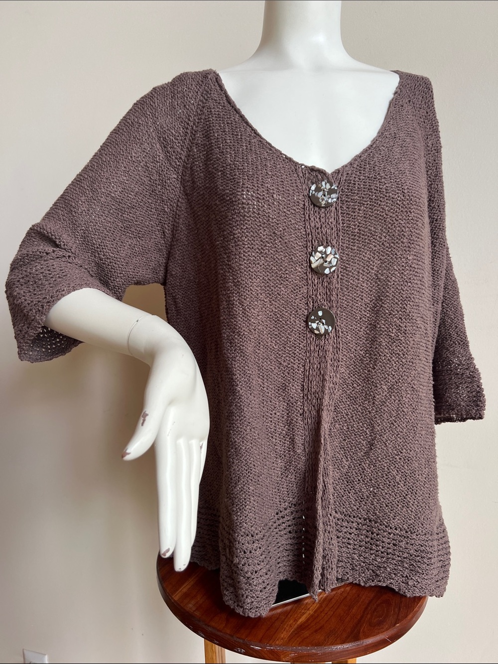 Anthony’s resort wear Women's Chunky Knit Button-Front Cardigan - Taupe NWT